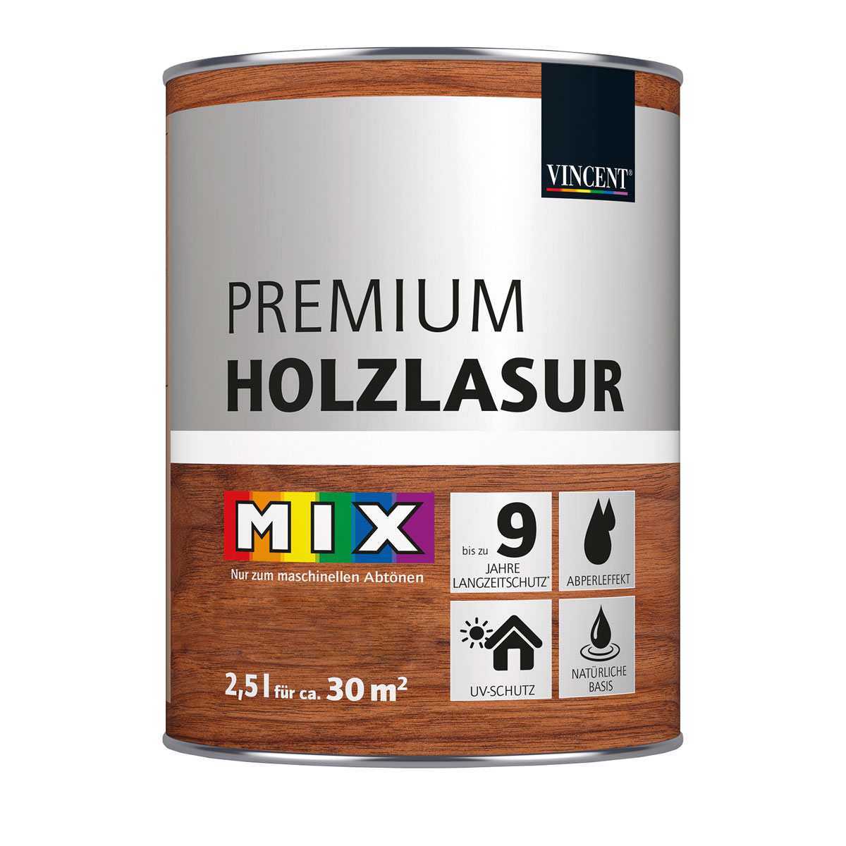 Vincent  Holzschutz Premium Holzlasur MIX IT! 2,5 l
