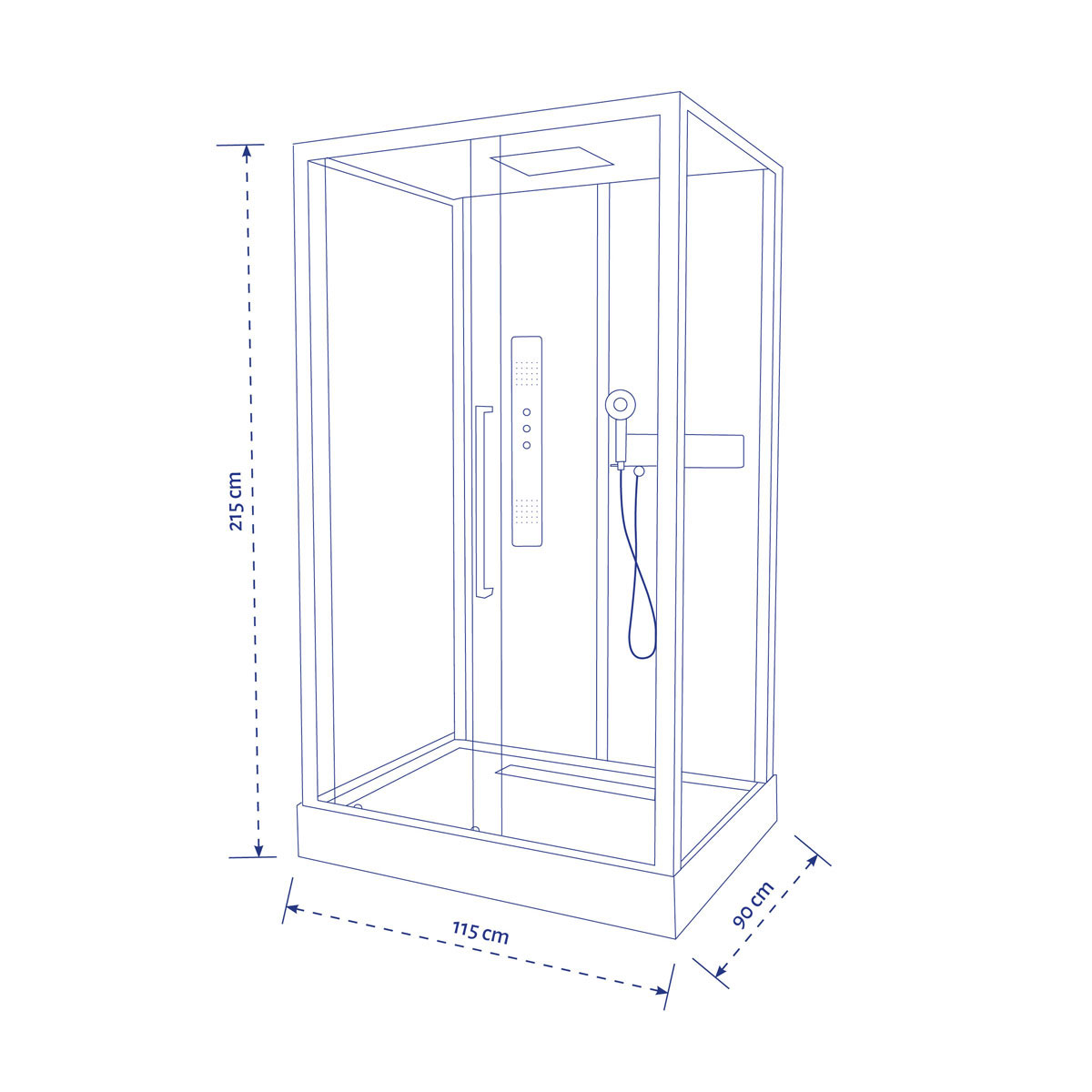 Aurlane Komplettdusche Urban 2 Rectangle 90 x 115 x 215 cm Bild 5