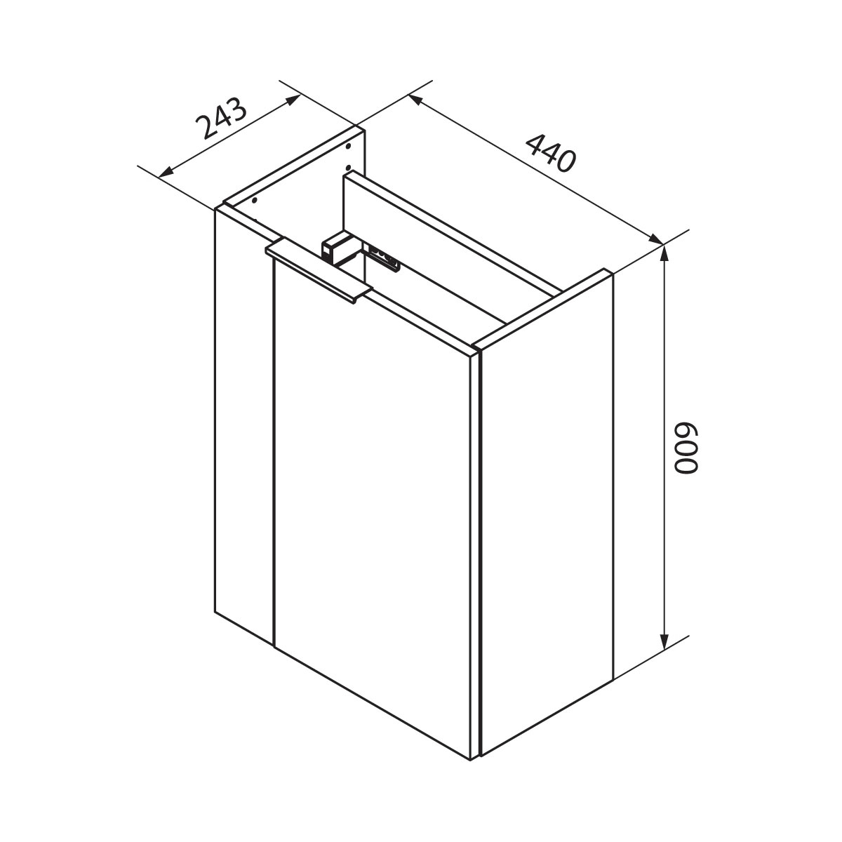 Fackelmann  Gäste-WC Waschtischunterschrank rechts SBC 440 x 600 x 243 mm anthrazit Bild 7