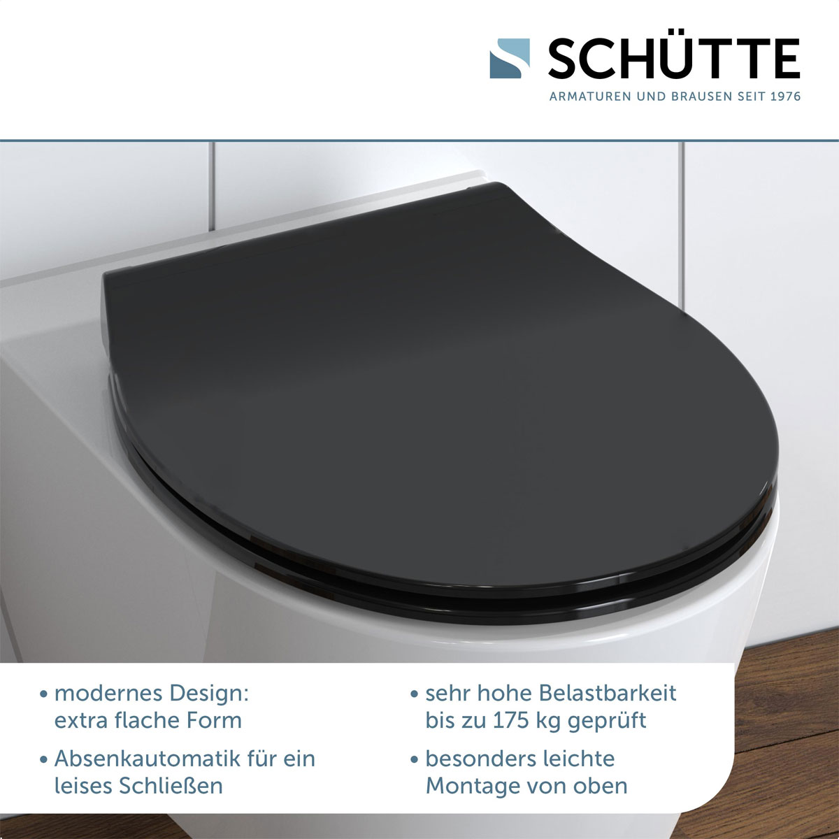 Schütte Duroplast WC-Sitz SLIM BLACK mit Absenkautomatik und Schnellverschluss Bild 4