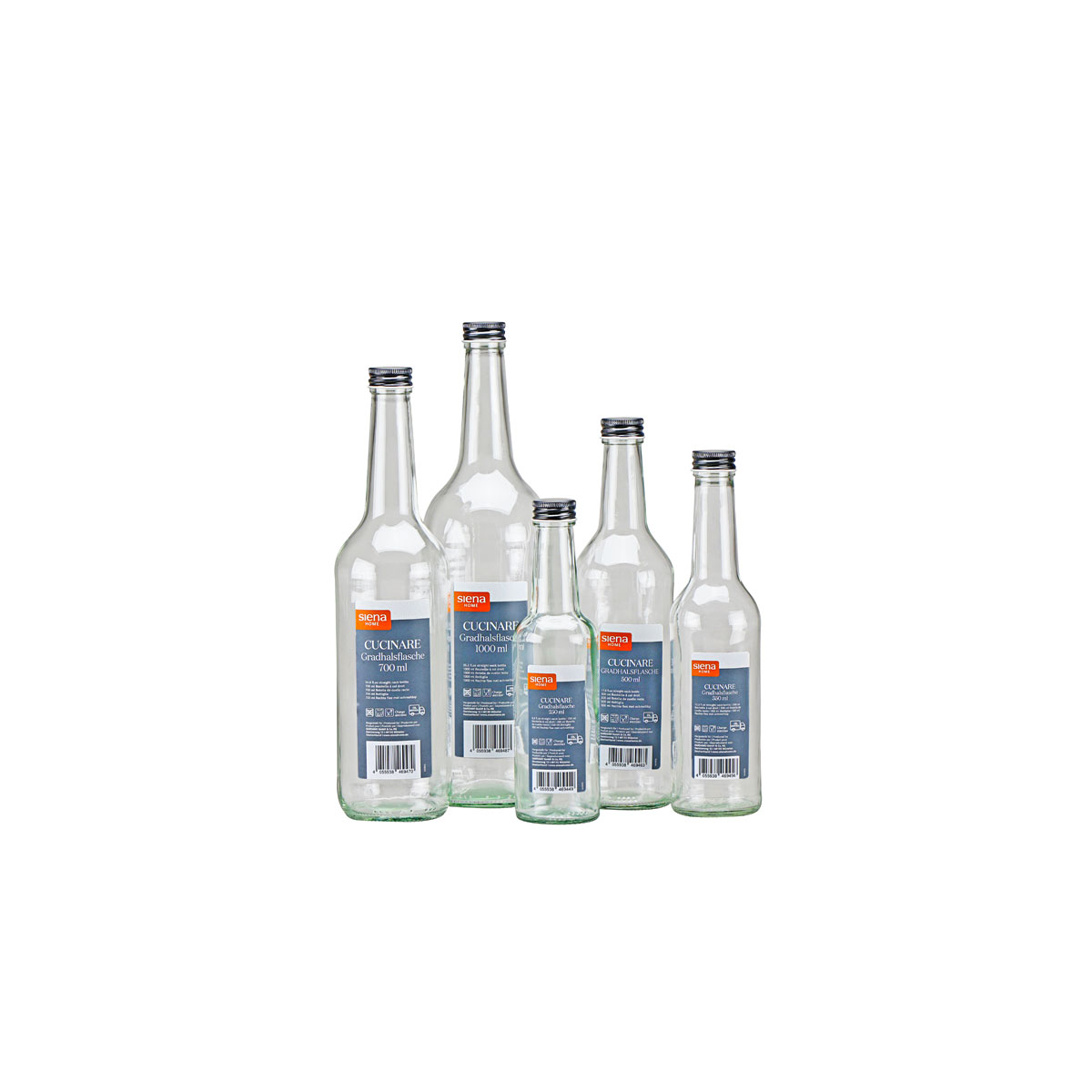 Gradhalsflaschen mit Schraubverschluss