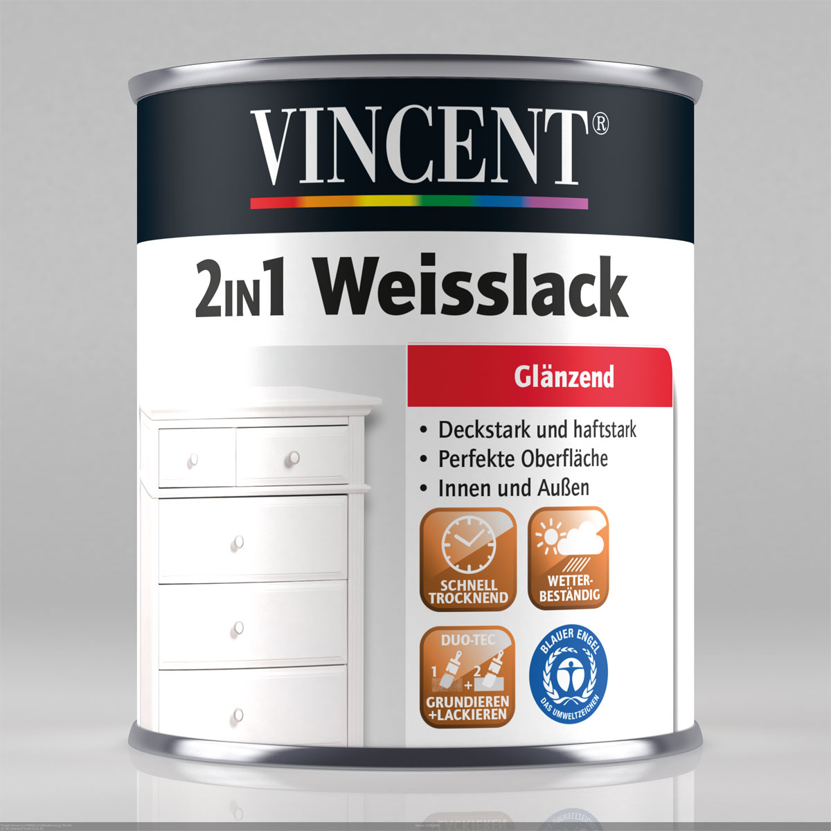 Vincent Weißlack 2in1 RAL 9003 signalweiß glänzend 125 ml