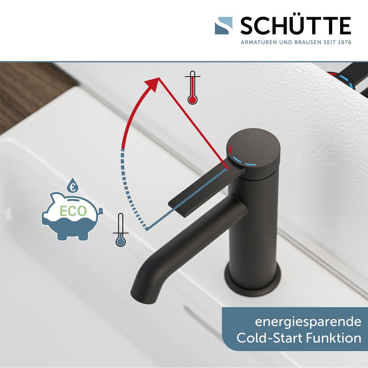 Schütte  Waschtischarmatur „Los Angeles“ schwarz-matt Eco-Click-Funktion Bild 5