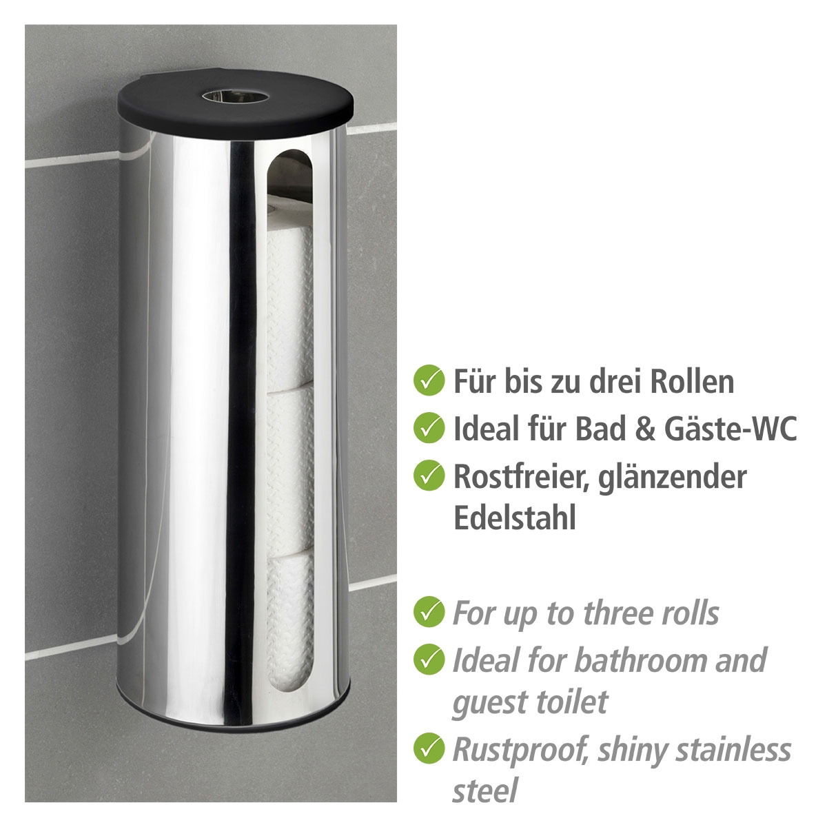 Wenko  Turbo-Loc Edelstahl Ersatzrollenhalter Detroit rostfrei Befestigen ohne bohren Bild 4