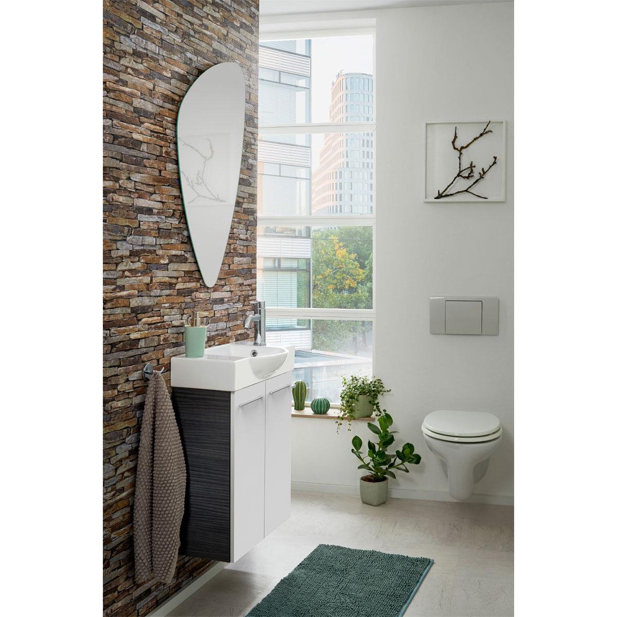 Fackelmann  Gäste-WC Waschtischunterschrank SBC 520 x 600 x 243 mm DarkOak/Weiß Bild 4