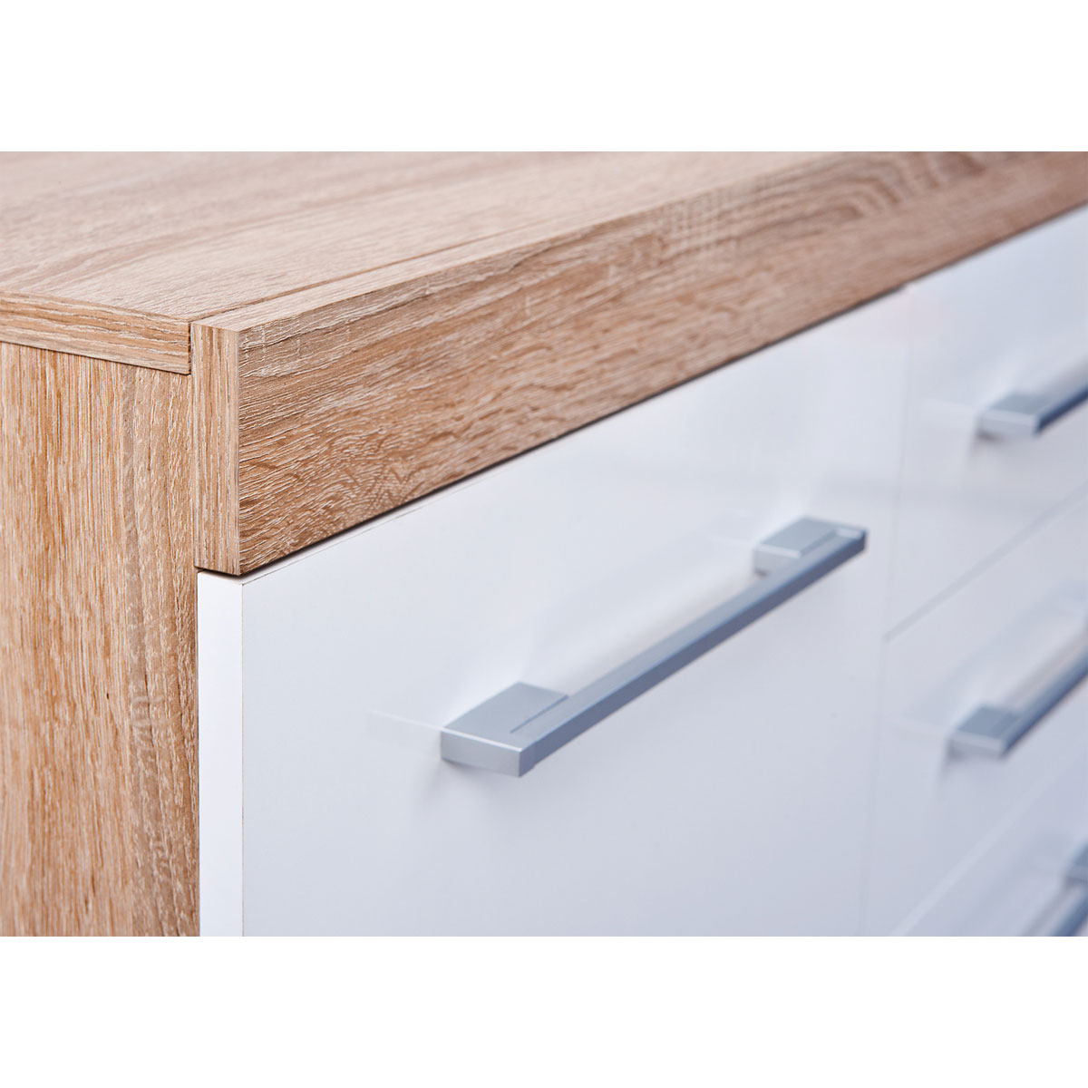 Inter Link Kommode „Lublin Typ 4“, Eiche Sonoma, weiß, 155x87x40 cm Bild 8