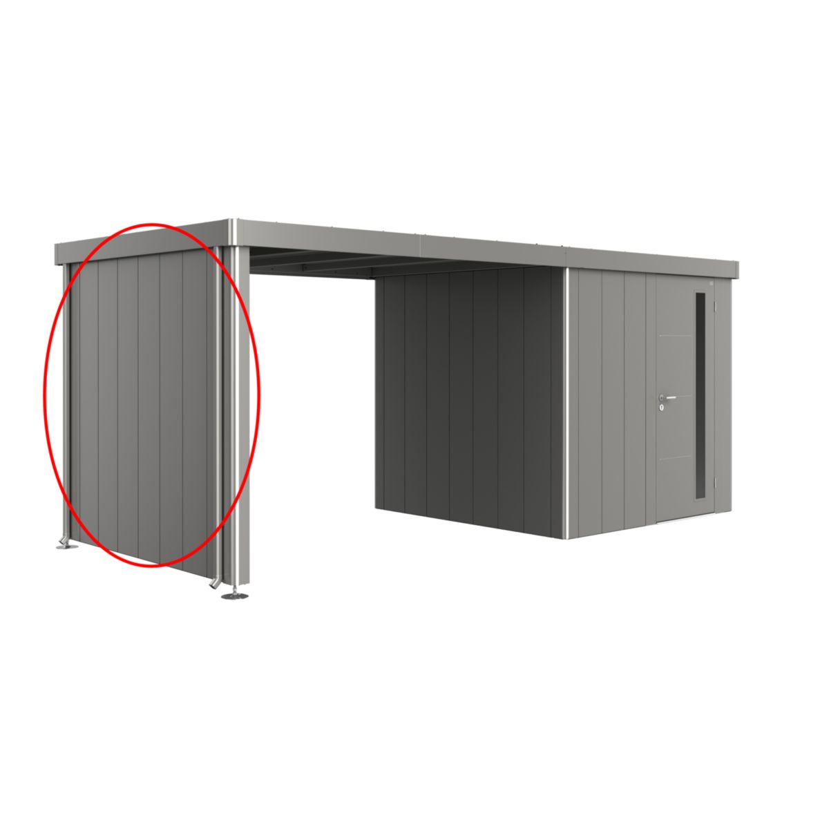 Biohort Seitenwand für Seitendach zu Gerätehaus Neo Gr. 2A/2B/2C/2D quargrau-metallic