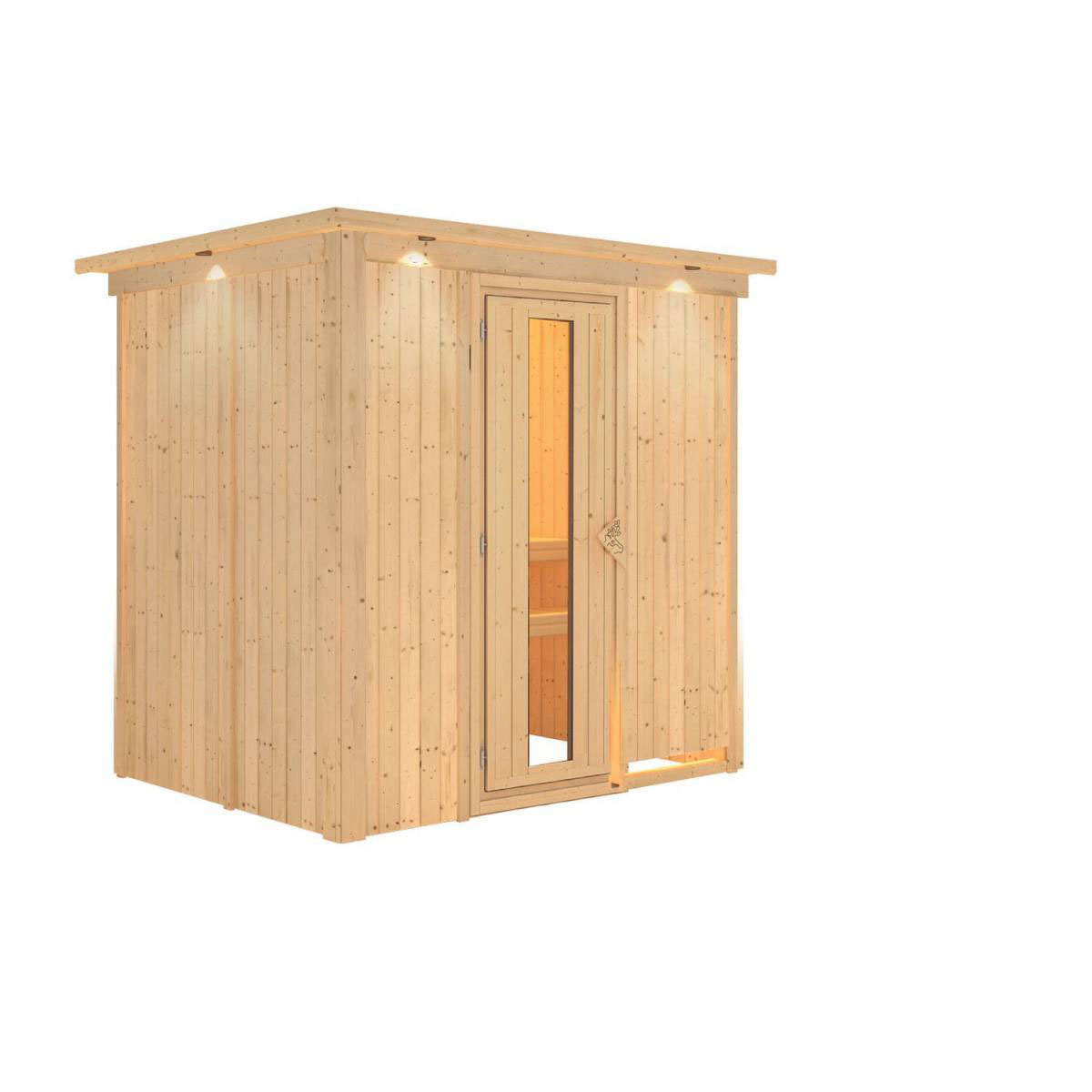 Karibu Bodin Fronteinstieg ohne Ofen mit Kranz Tür gedämmt Bild 2