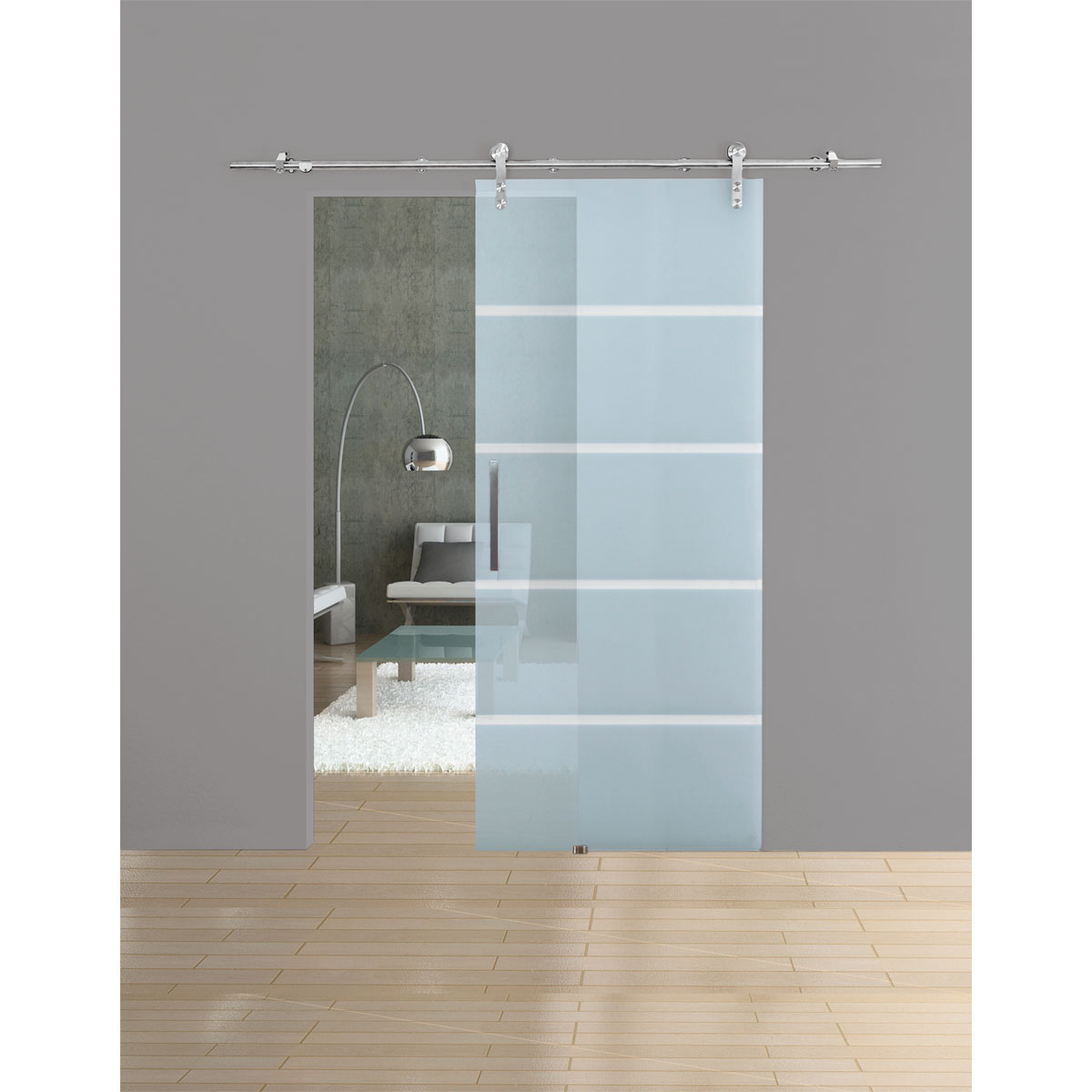 Durabil Glasschiebetür Blockstreifen Edelstahl Open