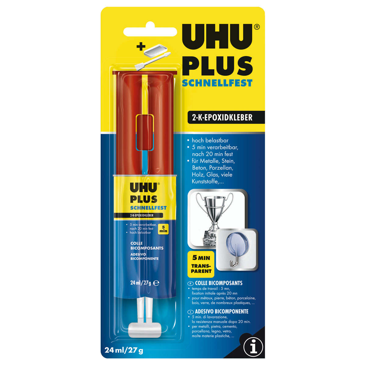 UHU Zwei-Komponenten-Klebstoff plus schnellfest Doppelkammerspritze 27 g
