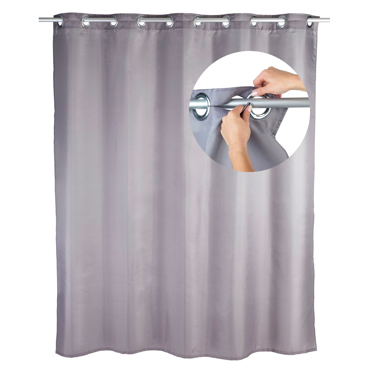 Wenko  Duschvorhang Comfort Flex Grau Textil Polyester 180 x 200 cm waschbar