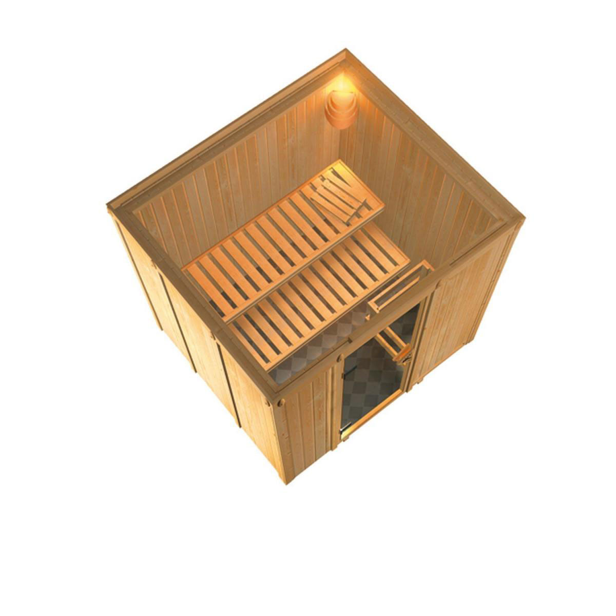 Karibu Systemsauna Daria 68 mm 3,6 kW Ofen externe Strg modern ohne Dachkranz Bild 3