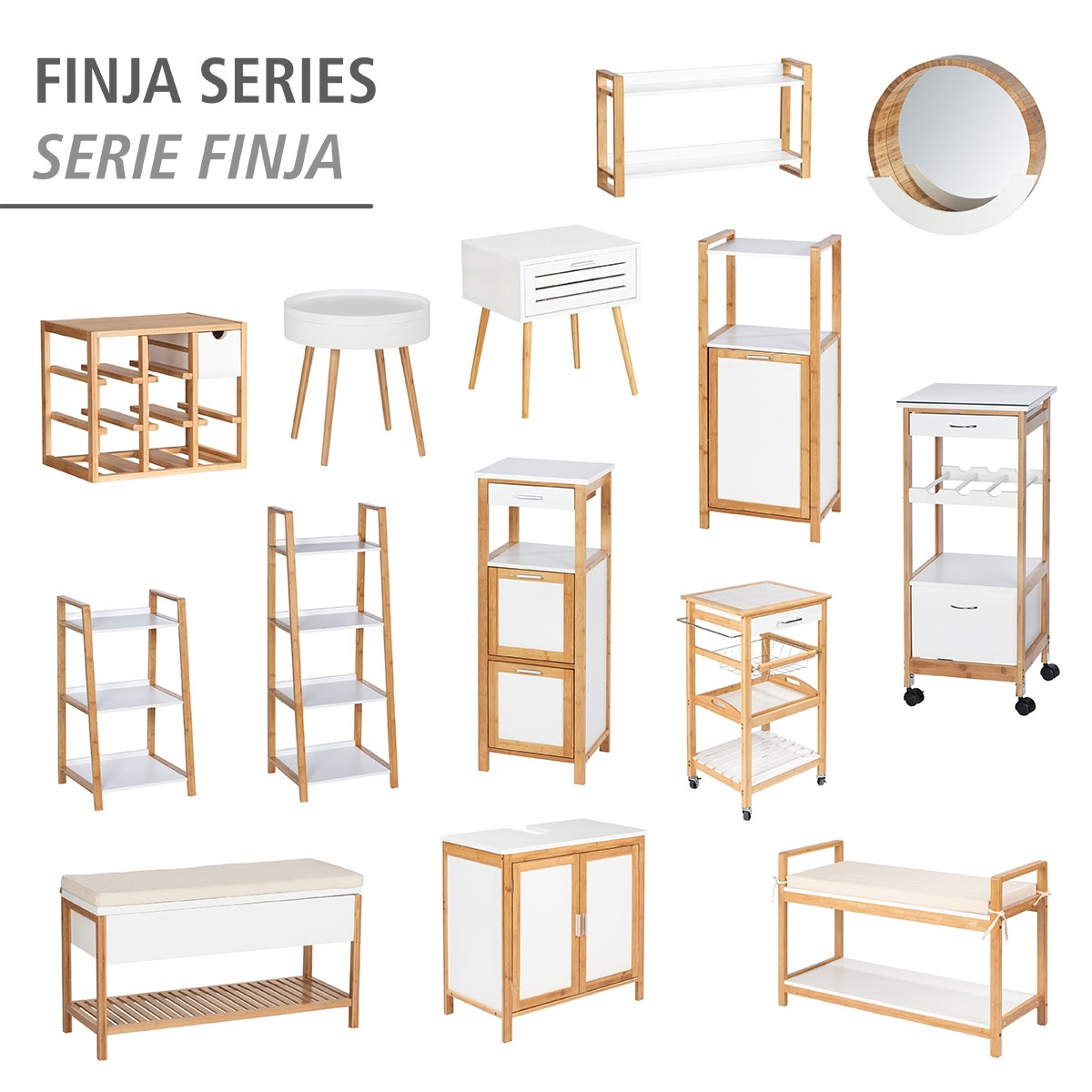 Wenko  Regal Finja aus Bambus mit Wäschebox mit 2 Ablagen und integriertem Wäschesammler Bild 5