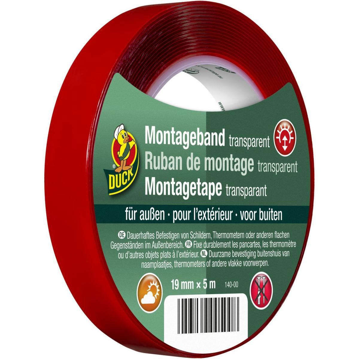 Duck Montageband für außen transparent 19 mm x 5m Duck Montageband für außen transparent 19 mm x 5m
