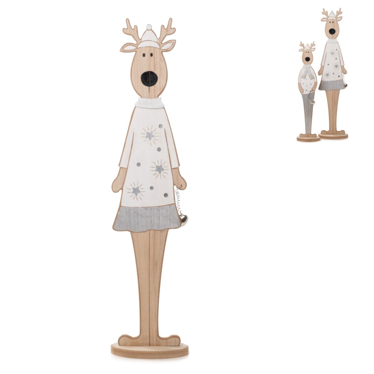 Rentier Holzfigur auf Stand 80,5cm