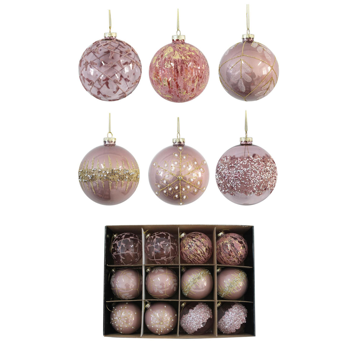 Glas-Kugel Mix 10 cm rosa