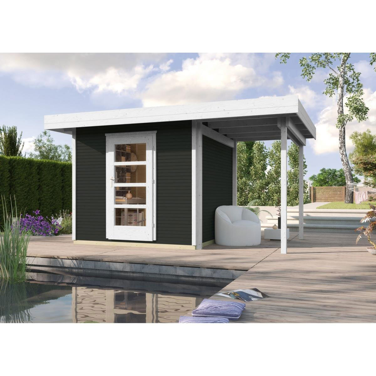 Weka Designhaus Line 172 A mit Anbau 150 cm 399 x 284 x 226 cm grau