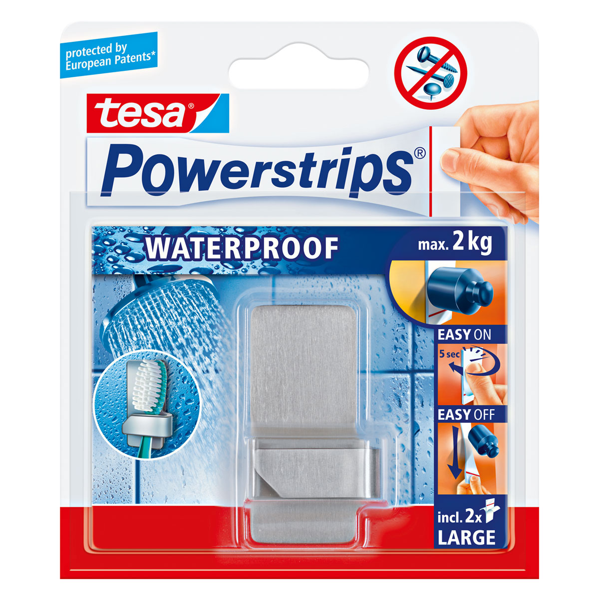 Tesa Powerstrips Waterproof für Rasierhalter Metall