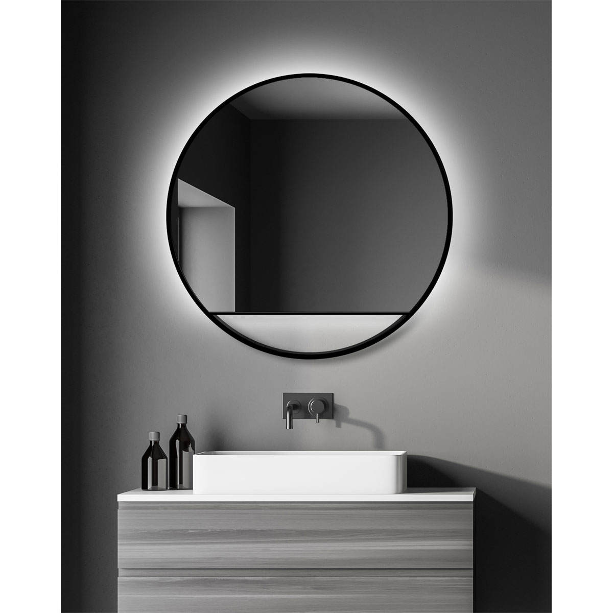 DSK  Design LED Lichtspiegel Silver Cosmos Black Dm 80 cm Bild 4