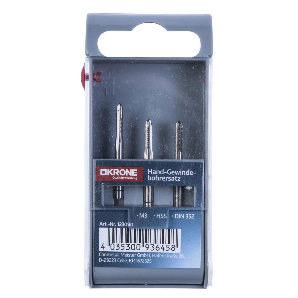 Krone Gewindebohrer-Satz HSS M3 3-teilig Bild 2
