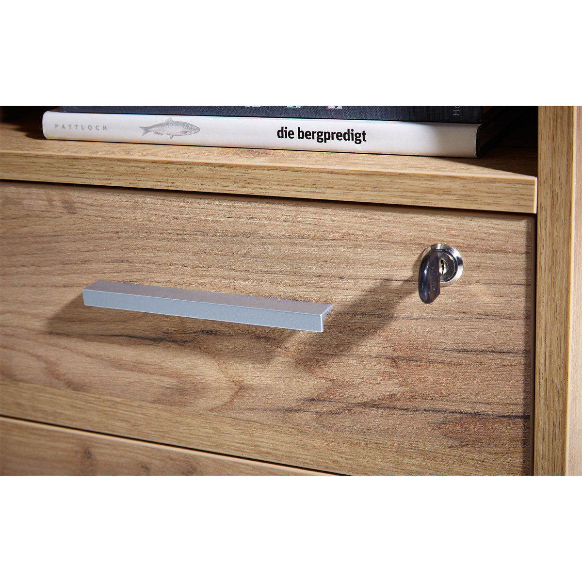 Schreibtisch Keep mit Stauraum 145 x 75 x 70 cm Navarra-Eiche-Nachbildung Bild 3