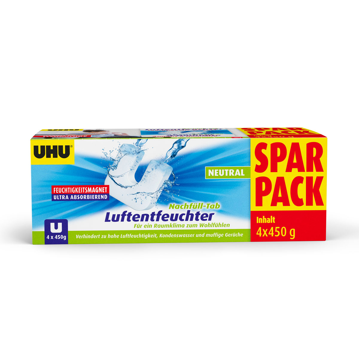 UHU  Luftentfeuchter Magnet U-Form Nachfülltabs 4er Set 450 g