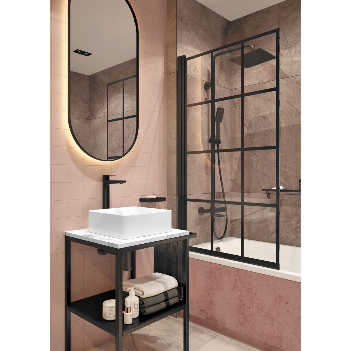 Badewannenaufsatz Jasmin schwarz 78 x 140 cm Bild 2