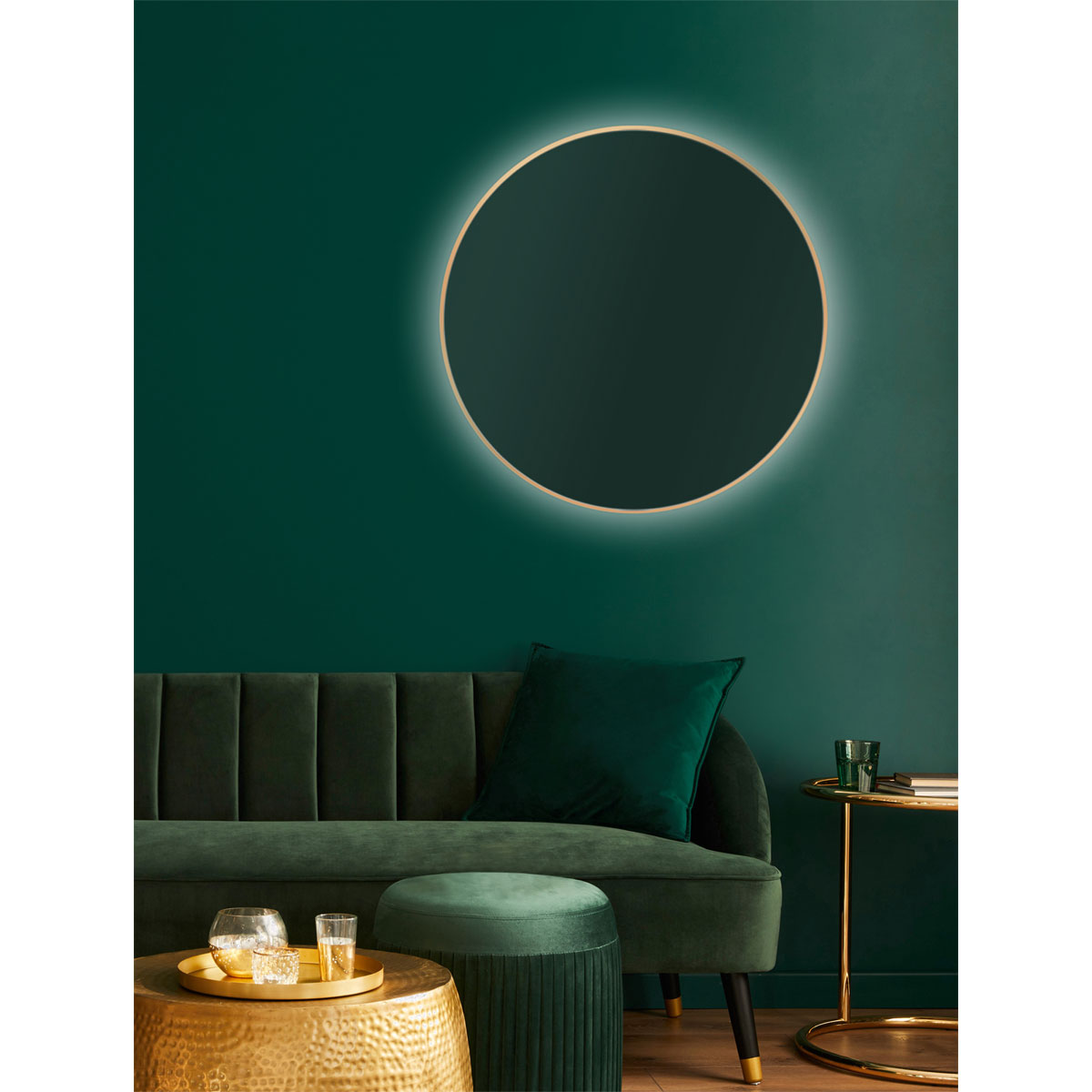 DSK  Design LED Lichtspiegel Silver Barbier Gold Dm 80 cm Bild 5