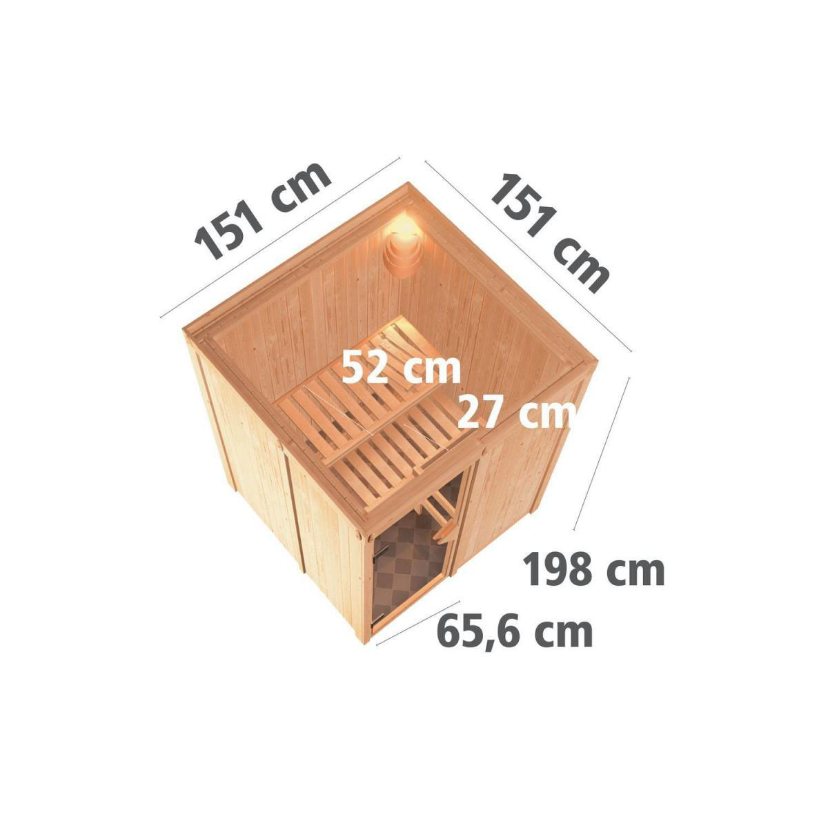Karibu Sauna Minja Fronteinstieg 3,6 kW Ofen integr Strg kein Kranz Klarglas-Tür Bild 11