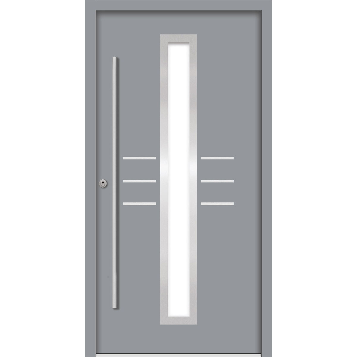 SplenDoor Premium-Haustür PassivedoorLund RC2 energiesparend einbruchsicher grau 100 x 210 cm links