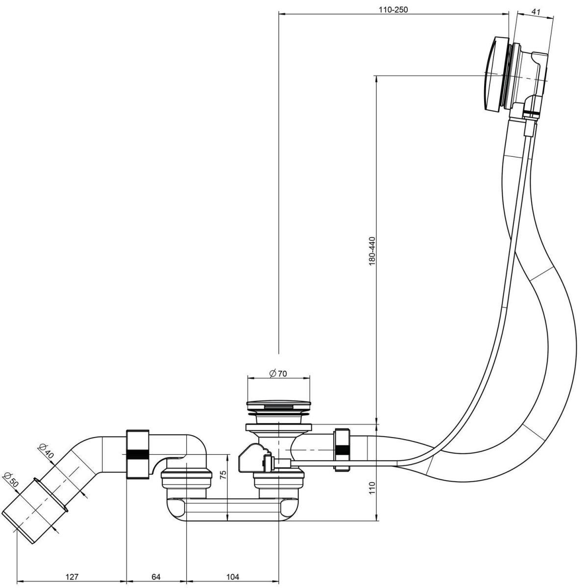 Ottofond Ab-/Überlaufgarnitur für Körperformwanne chrom Bild 2