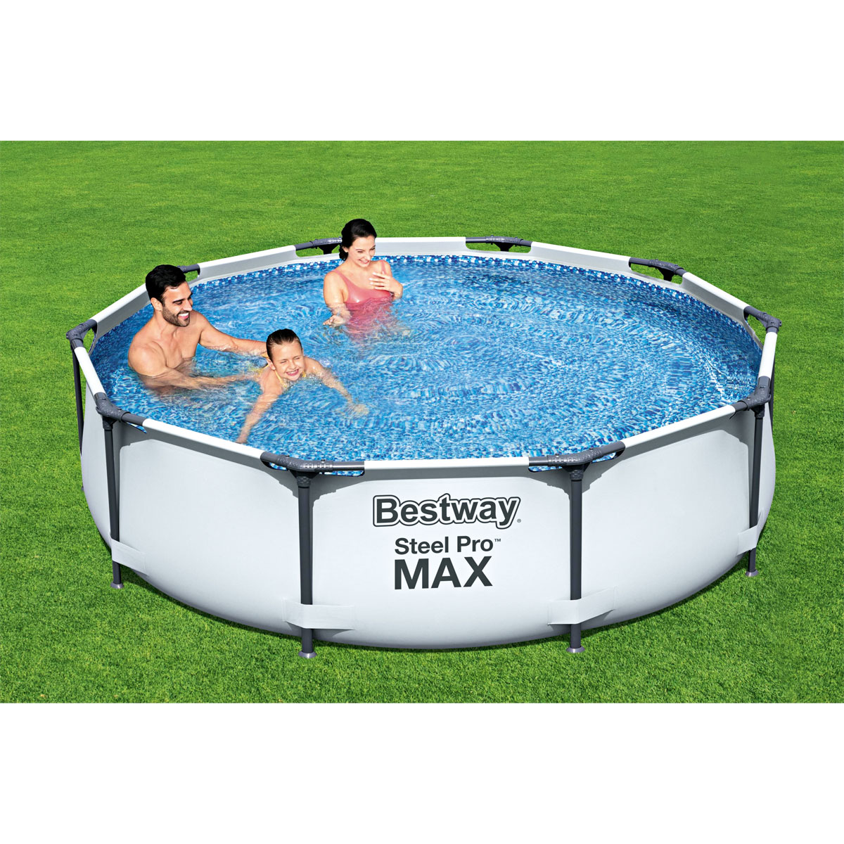 Bestway Frame-Pool-Set Steel Pro MAX mit Filterpumpe Durchmesser 305 x 76 cm lichtgrau Bild 7