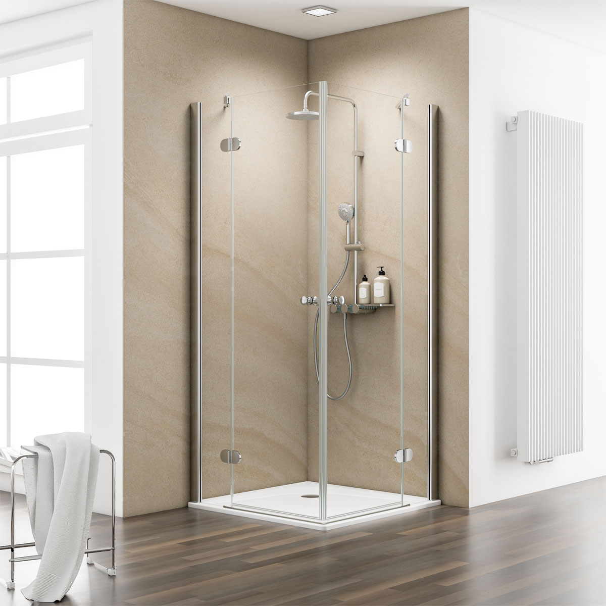 Schulte Eckeinstieg Master Class inkl Duschwanne 90 x 90 cm Bild 1