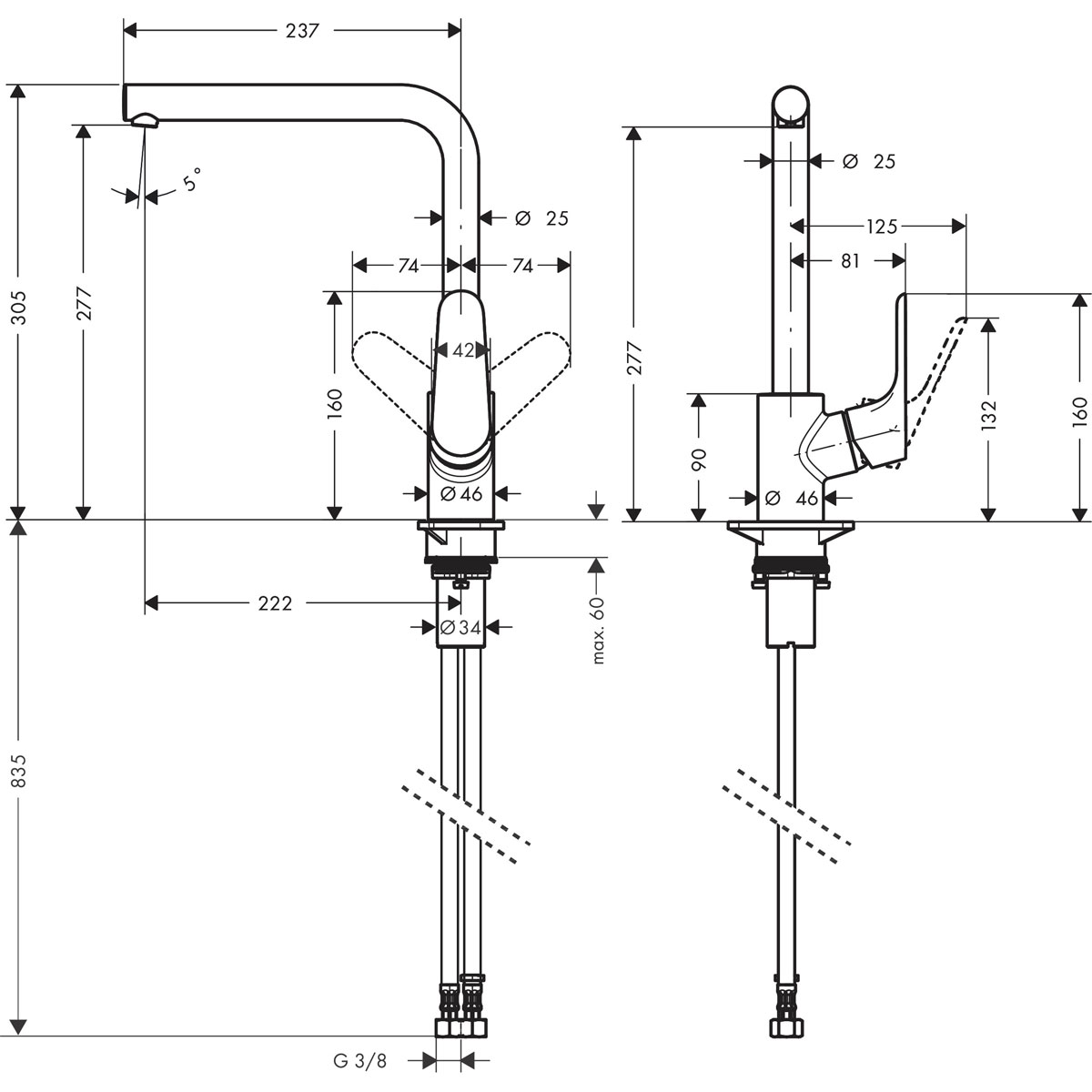Hansgrohe  Einhebel-Küchenmischer 280 Focus M41 1 Strahlart Chrom Bild 2