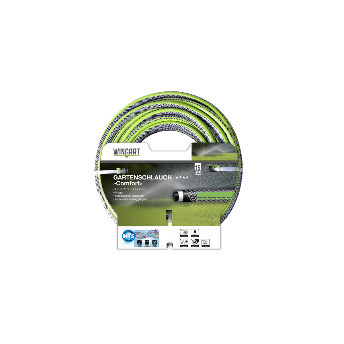 Wingart NTS Gartenschlauch Comfort hellgrün und transparent 3/4" 25 m
