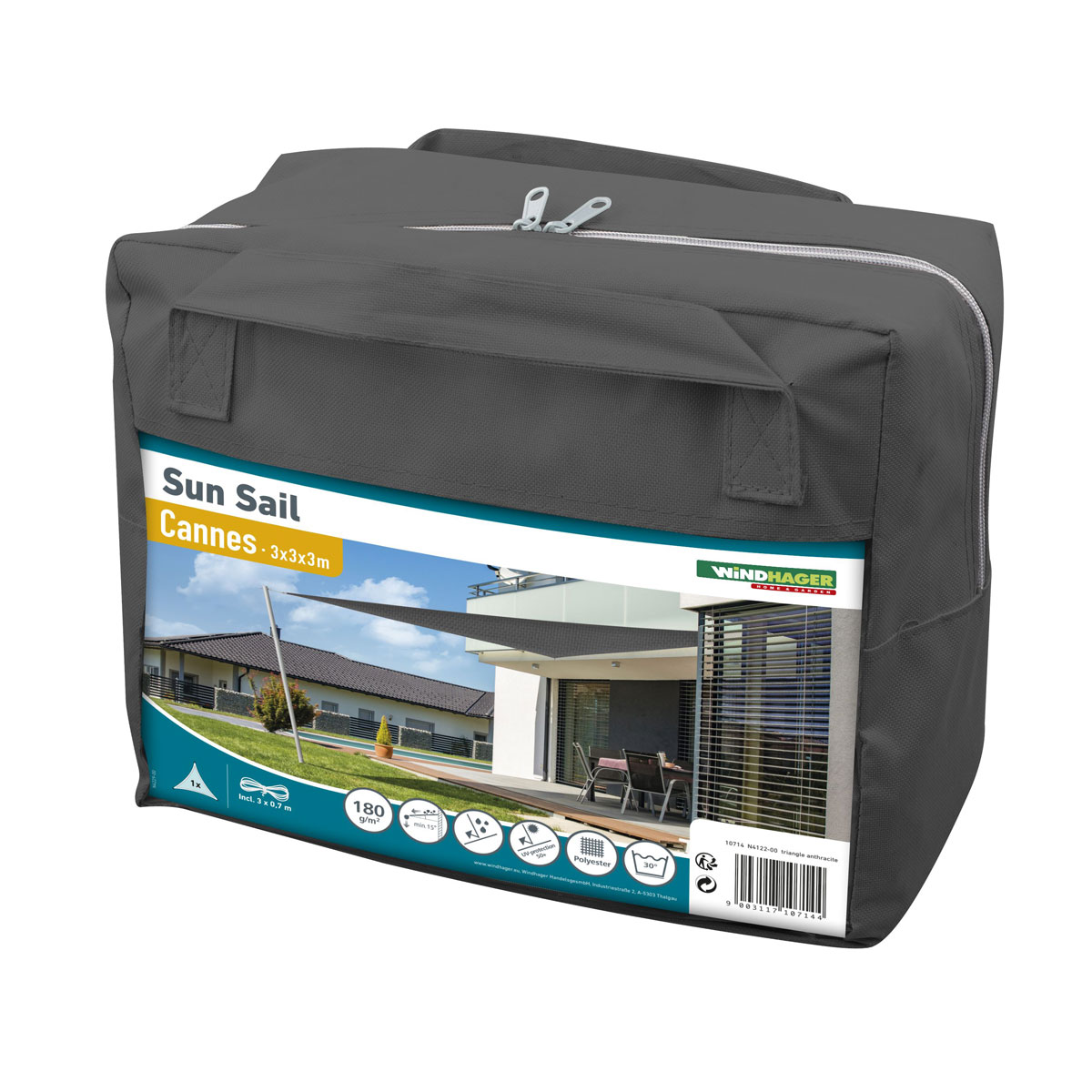 Dreieck-Segel Cannes 3 x 3 x 3 m anthrazit Bild 4