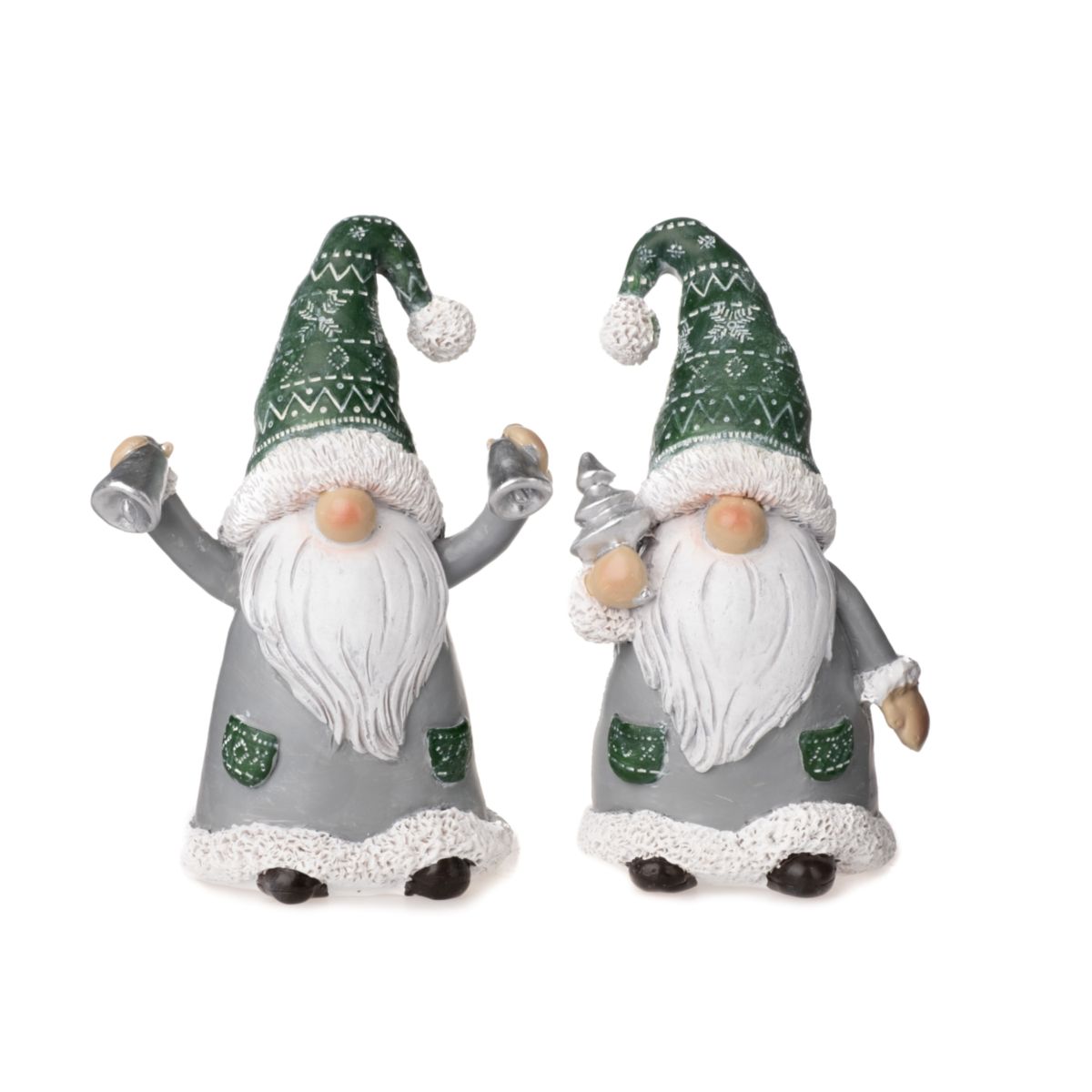 Deko Santa stehend 14cm grün grau