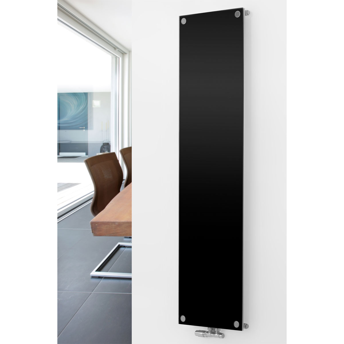 Ximax  Raumheizkörper P1/G 1800 x 445 mm 616 Watt Mittenanschluss Glas Schwarz Bild 1