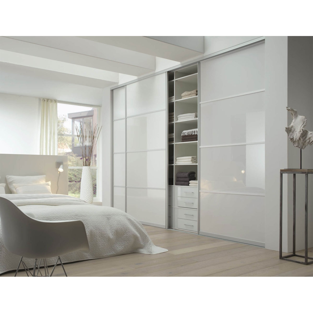 Hibitaro Studio-Schiebetür mit Aluminiumrahmen auf Maß als Schrank- / Nischentür