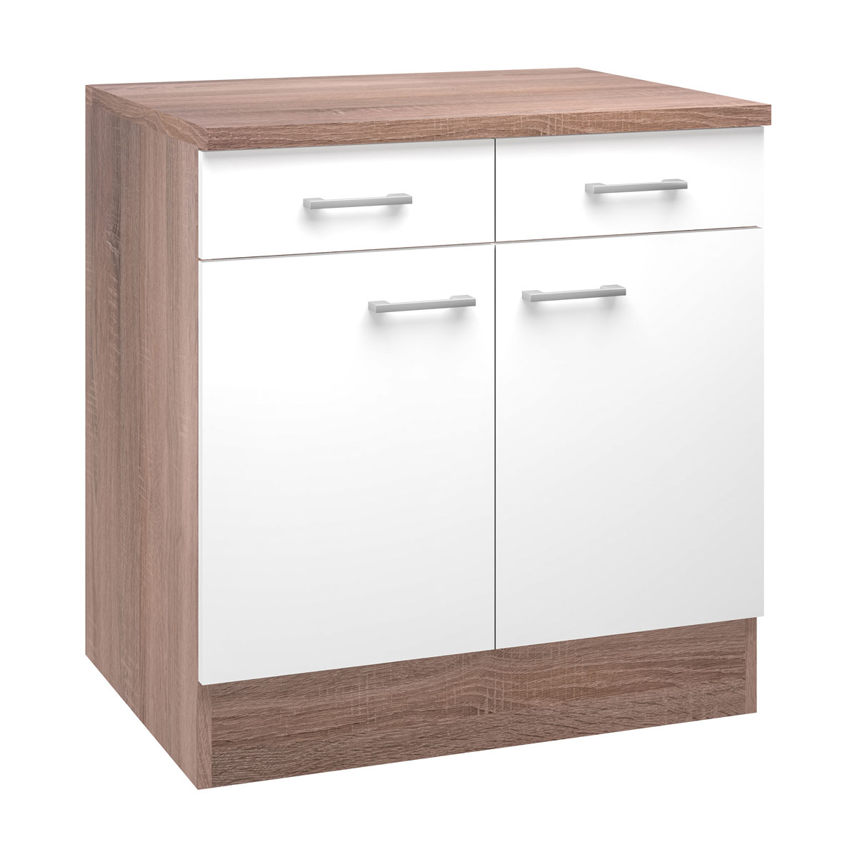 Flex-Well Küchenunterschrank „Samoa“, 80x85x60 cm, weiß/Sonoma Eiche Bild 1
