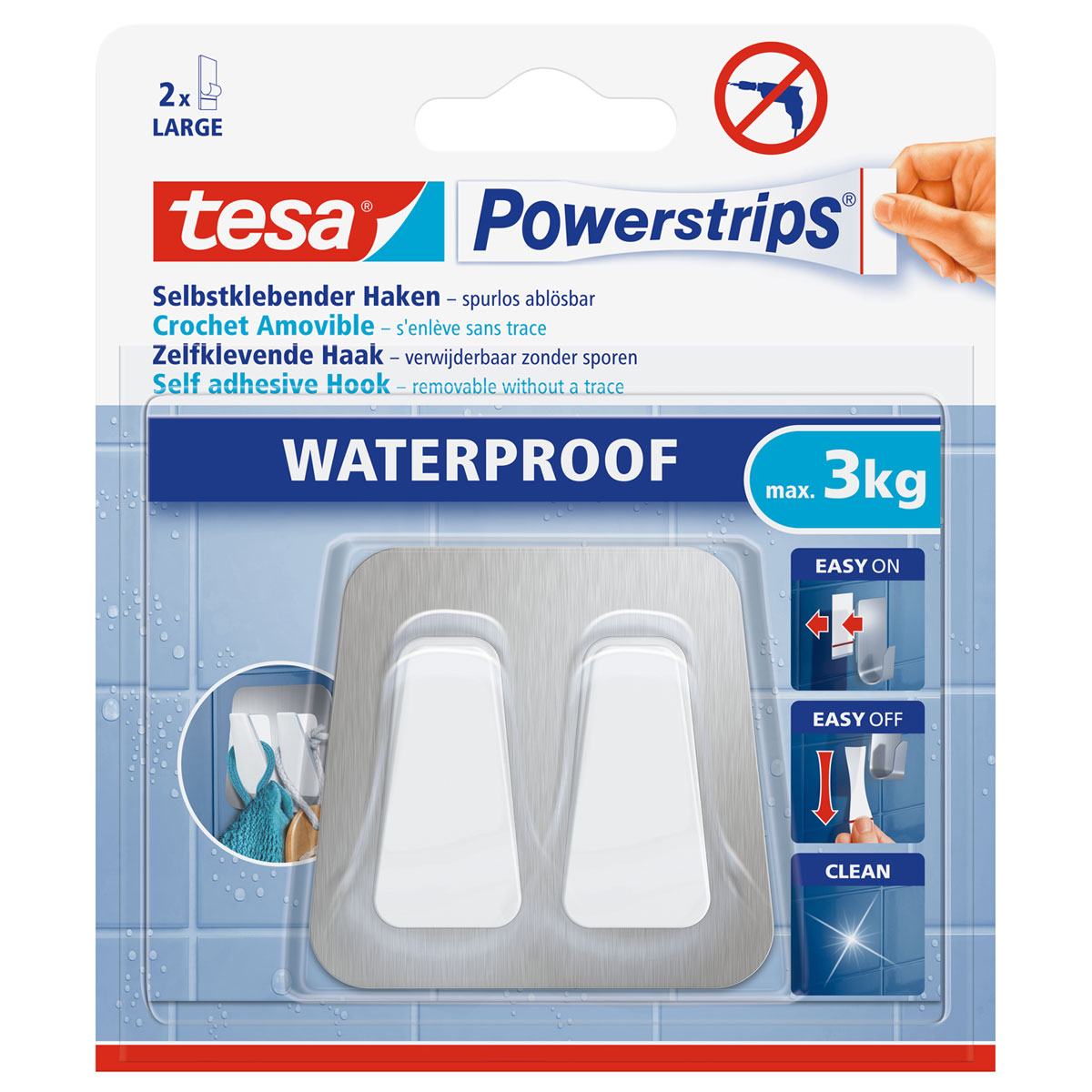 Tesa Powerstrips Waterproof Duo Haken Metall und Plastik Bild 1