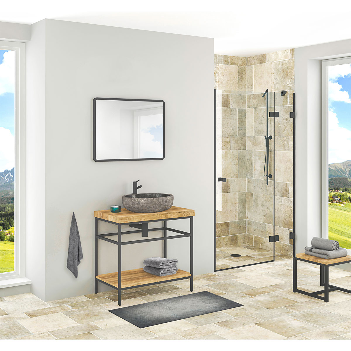 Aufsatzwaschbecken Tree aus Flussstein