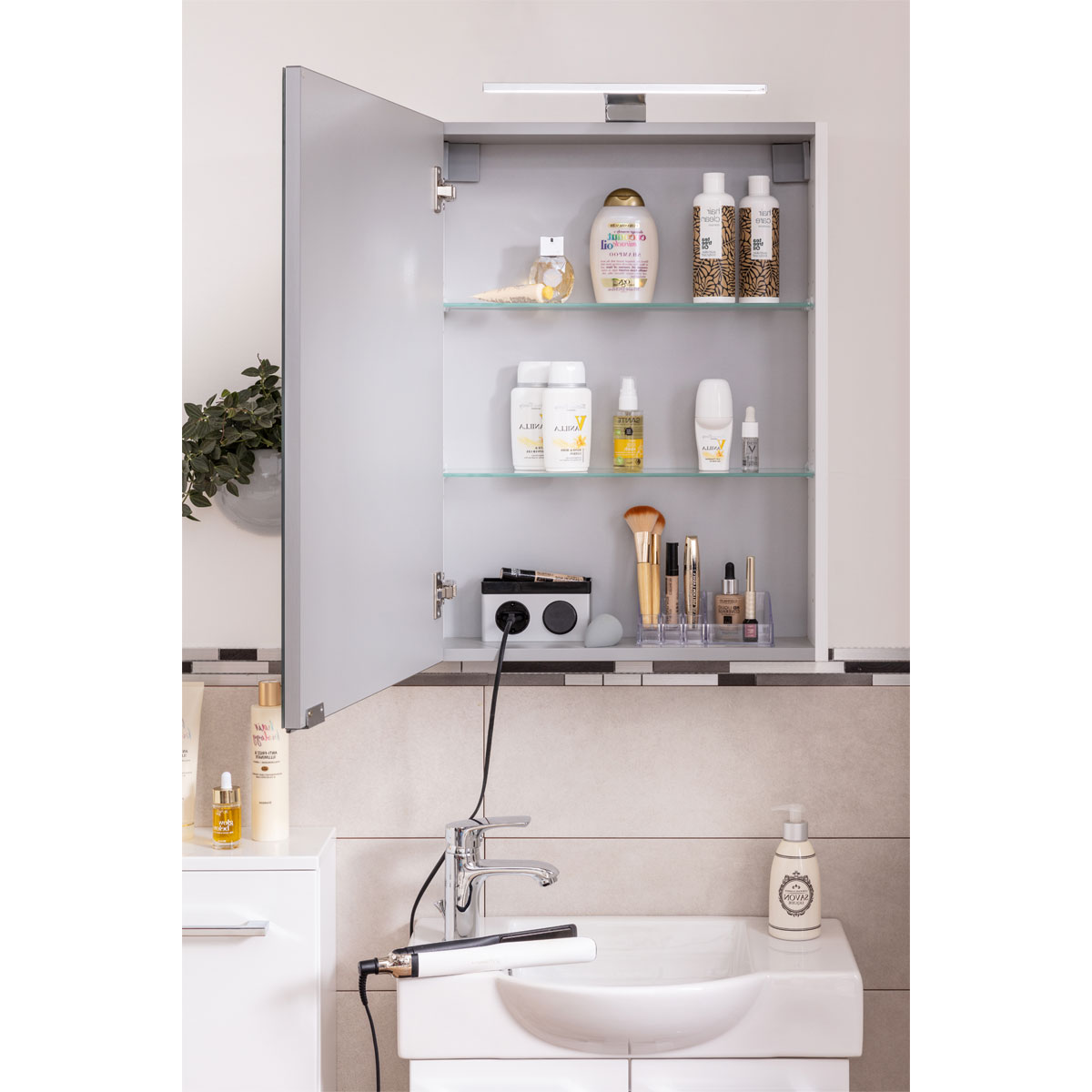 Fackelmann  Gäste-WC Spiegelschrank links SBC 500 x 680 x 153 mm Weiß Bild 2