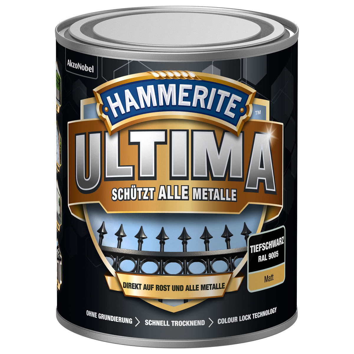 Hammerite Metallschutzlack Ultima Tiefschwarz matt 750 ml