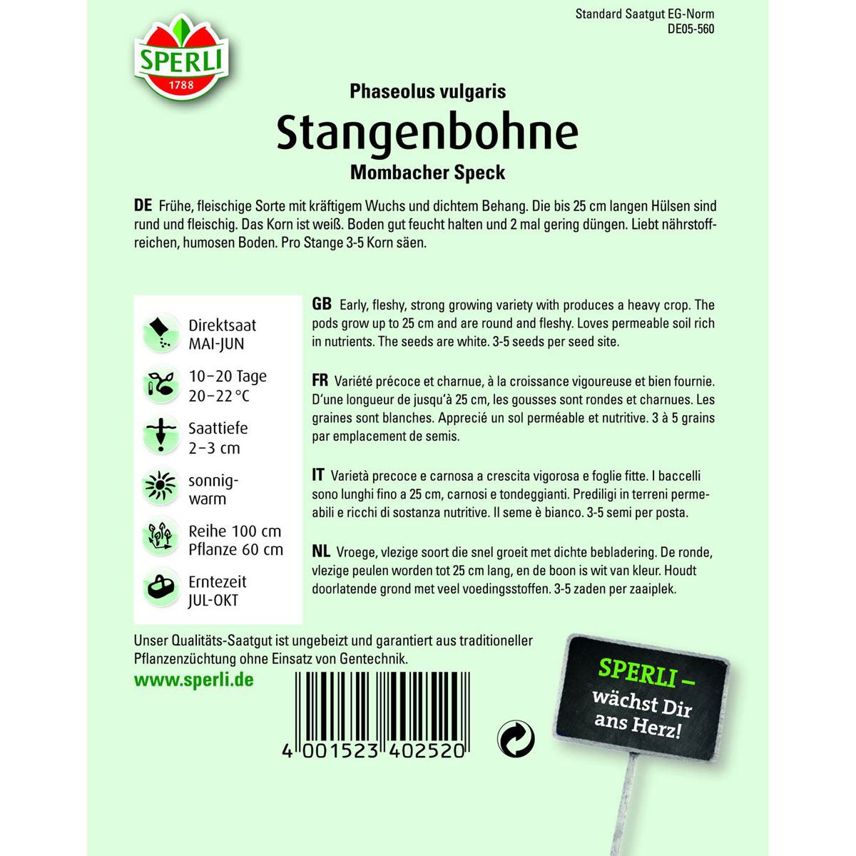 Stangenbohne Mombacher Speck Bild 2