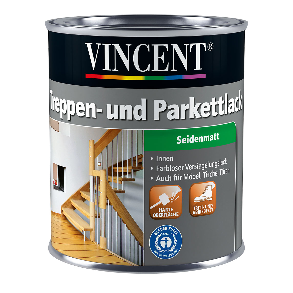 Vincent Treppen- und Parkettlack Seidenmatt 0,375 L