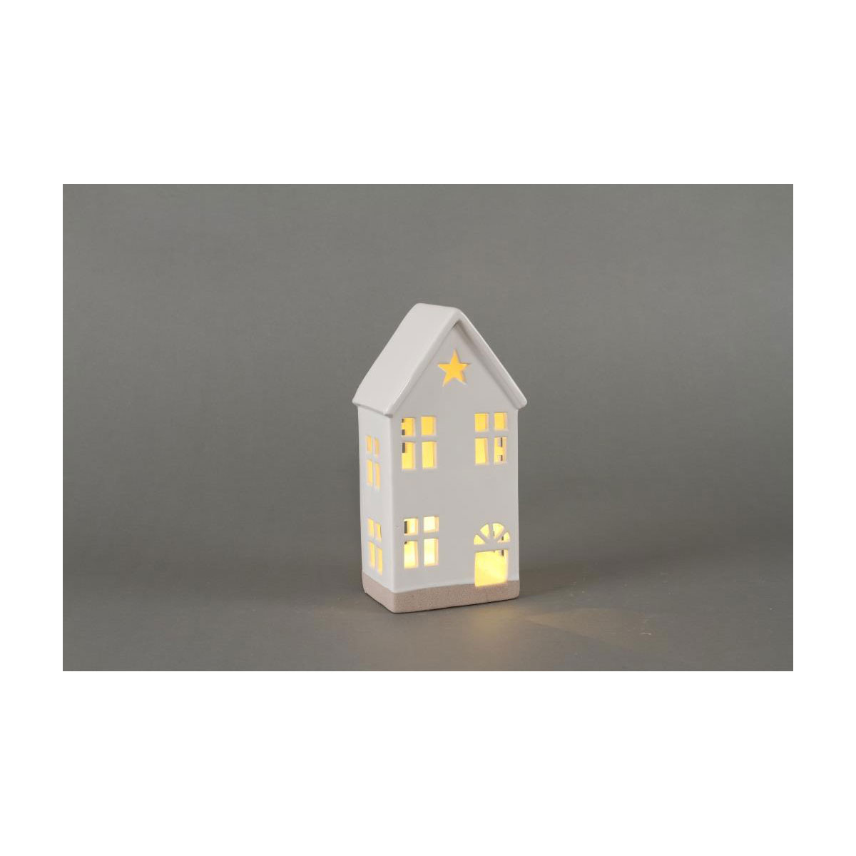 LED Haus 12x8,5x23,5cm weiss inkl. 2xLR44 Dolomite