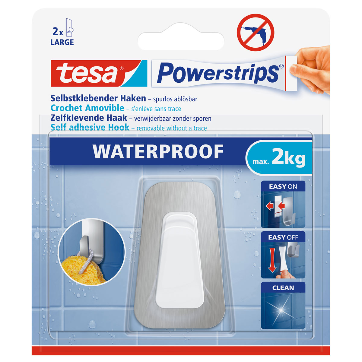 Tesa Powerstrips Waterproof Haken Large Metall und Plastik Bild 1