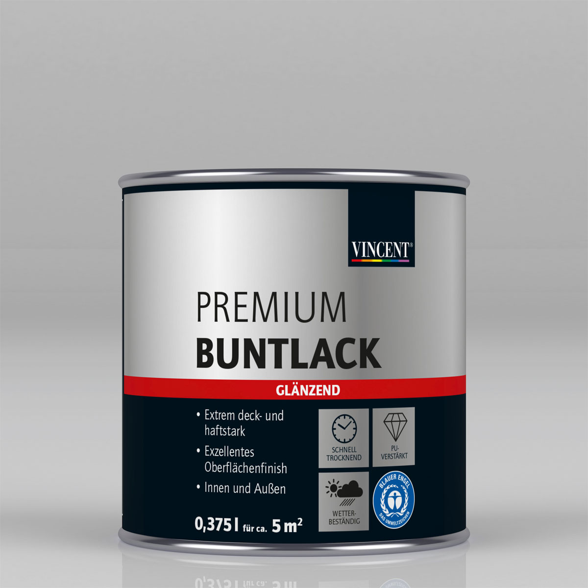 Vincent Premium Buntlack RAL 7001 silbergrau glänzend 375 ml Vincent Premium Buntlack RAL 7001 silbergrau glänzend 375 ml