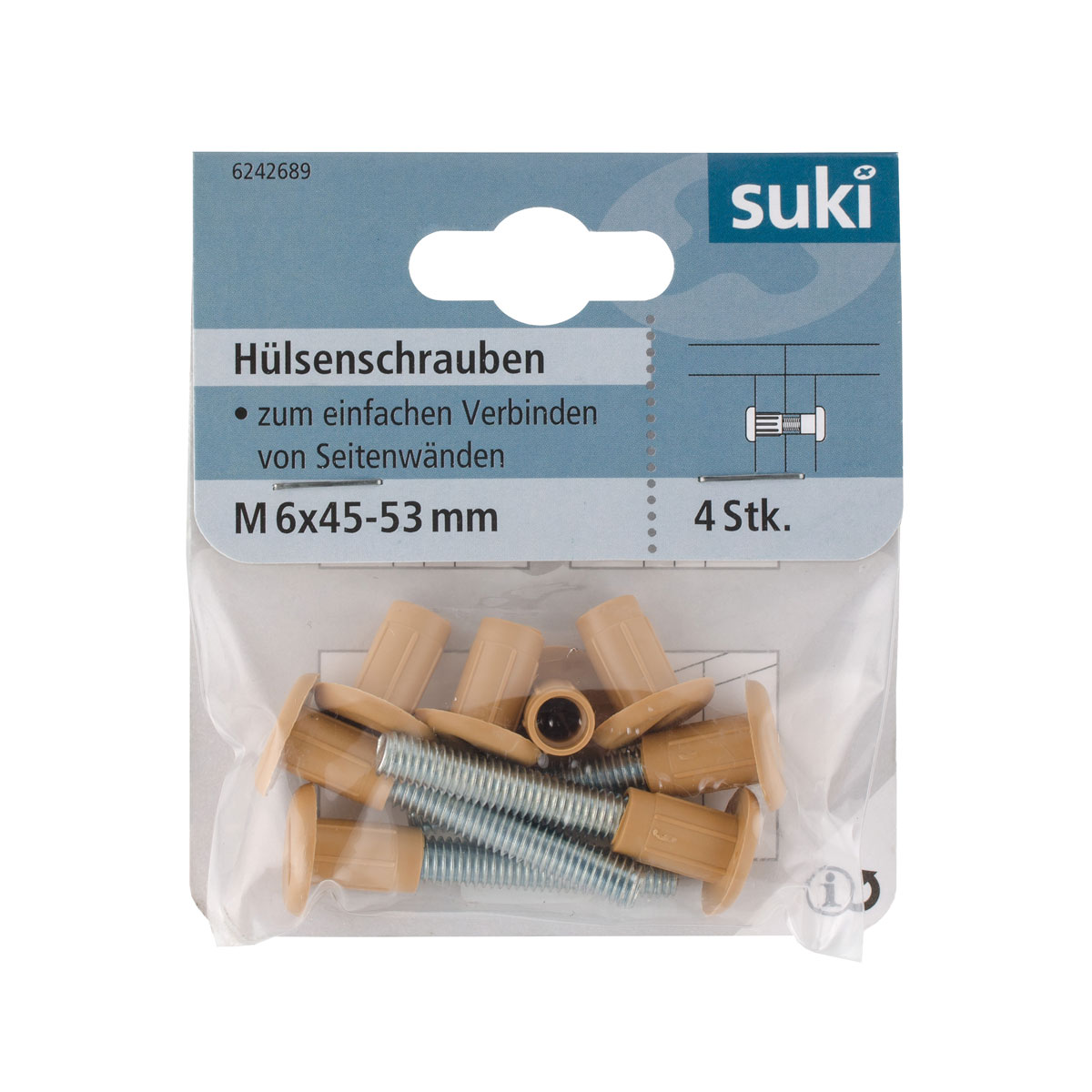 Suki Hülsenschraube Senkkopf 45-53 mm buche 4 Stück Bild 1